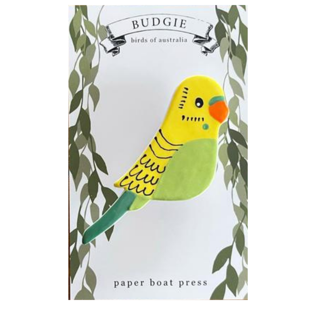 Green Budgie Clay Magnet
