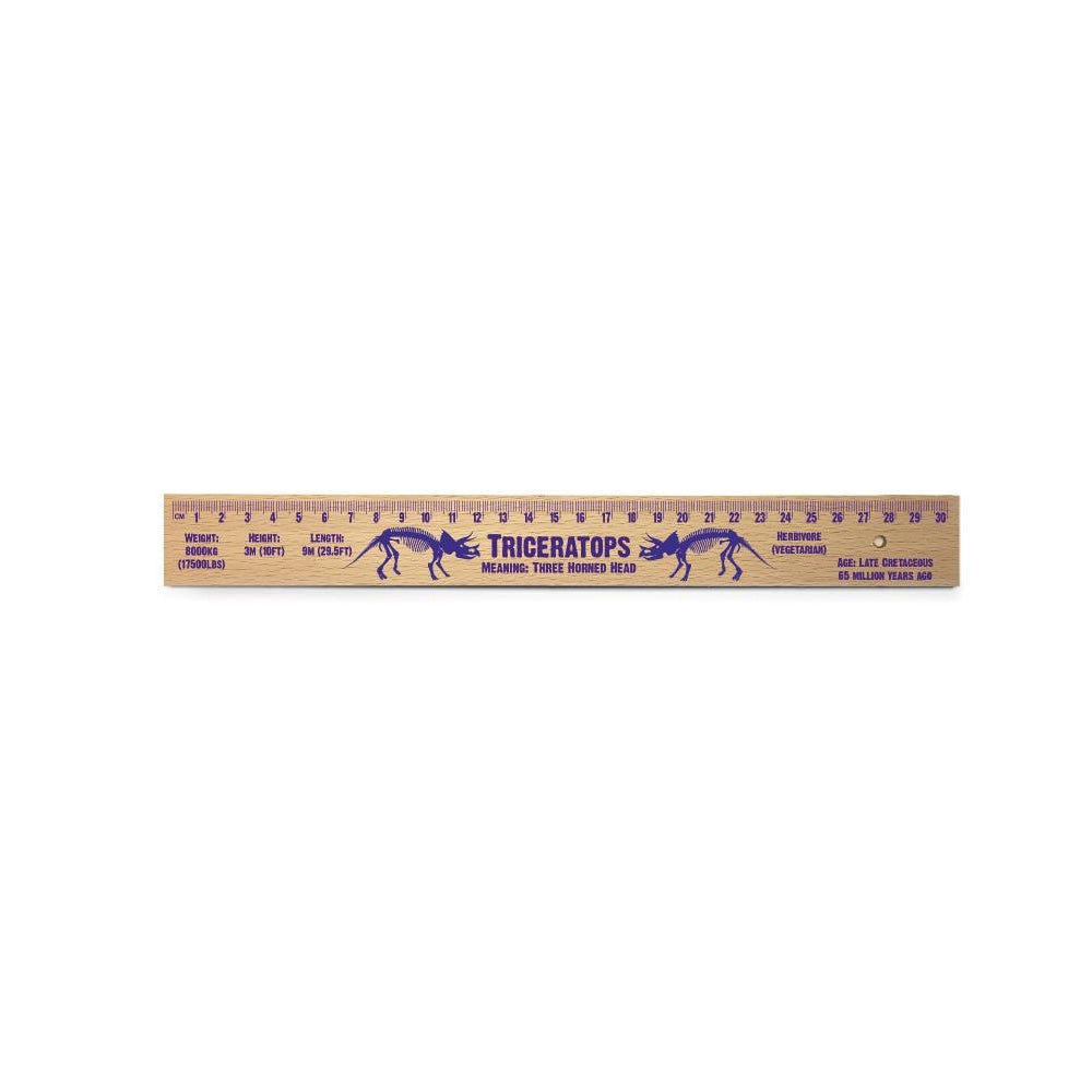 Wooden Ruler: Triceratops - 30cm