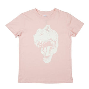 T-Rex Dinosaur Face Kids T-Shirt Pink