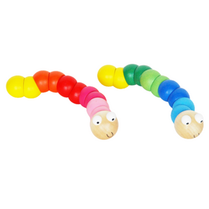 Wooden Jointed Worm Toy in Bold Colours